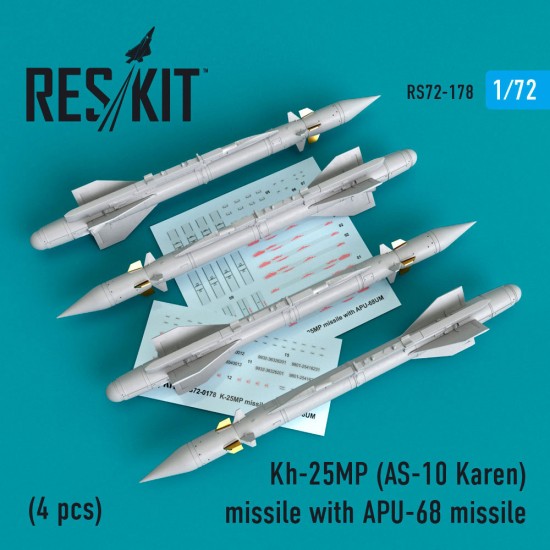 1/72 Mikoyan-Gurevich MiG-23/27/Su-17/24/25 Kh-25MP(AS-10 Karen) Missile w/APU-68 (4pcs) 1/72 Mikoyan-Gurevich MiG-23/27/Su-17/24/25 Kh-25MP(AS-10 Karen) Missile w/APU-68 (4pcs)