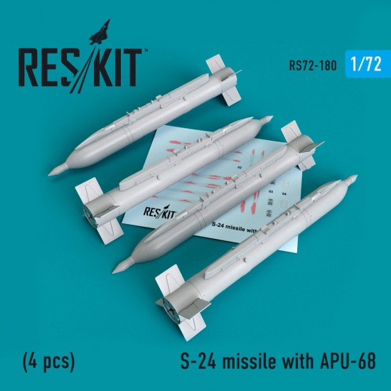 1/72 Mikoyan-Gurevich MiG-21/23/27/29/Su-7/17/25/24/Mi-24 S-24 Missile w/APU-68 (4pcs) 1/72 Mikoyan-Gurevich MiG-21/23/27/29/Su-7/17/25/24/Mi-24 S-24 Missile w/APU-68 (4pcs)