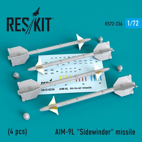1/72 AIM-9L Sidewinder Missile (4pcs) for F-4/5/15/16/18/22/111/Harrier/Tornado