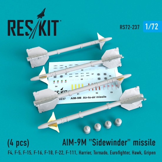 1/72 AIM-9M Sidewinder Missile (4pcs) for F-4/5/15/16/18/22/111/Harrier/Tornado 1/72 AIM-9M Sidewinder Missile (4pcs) for F-4/5/15/16/18/22/111/Harrier/Tornado