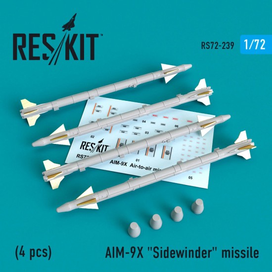 1/72 F-15/16/18/35 AIM-9X Sidewinder Missile (4pcs) for Academy/Hasegawa/Tamiya kits
