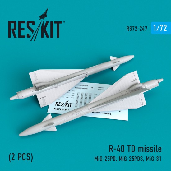 1/72 Mikoyan-Gurevich MiG-25PD/25PDS/31 R-40 TD Missile (2pcs) for Zvezda/ICM/Trumpeter 1/72 Mikoyan-Gurevich MiG-25PD/25PDS/31 R-40 TD Missile (2pcs) for Zvezda/ICM/Trumpeter