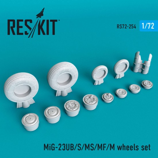 1/72 Mikoyan-Gurevich MiG-23 (UB/S/MS/MF/M) Wheels set for Zvezda/R.V.Aircraft/KP kits 1/72 Mikoyan-Gurevich MiG-23 (UB/S/MS/MF/M) Wheels set for Zvezda/R.V.Aircraft/KP kits