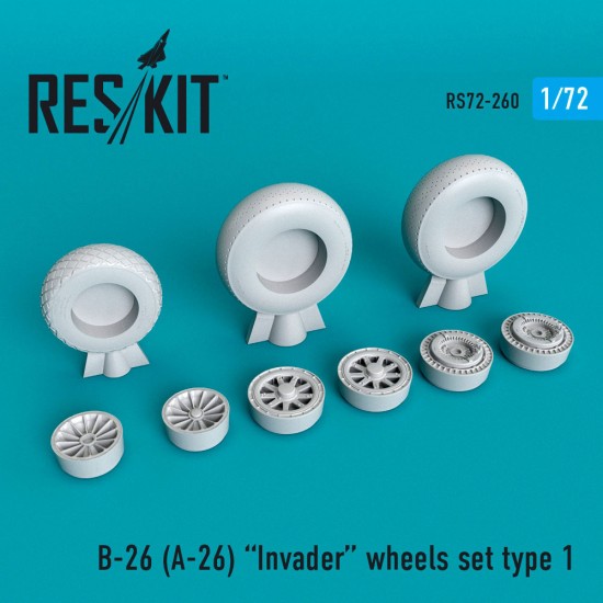 1/72 Douglas B-26 (A-26) Invader Wheels set Type 1 for Italeri kits 1/72 Douglas B-26 (A-26) Invader Wheels set Type 1 for Italeri kits