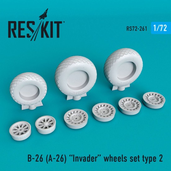 1/72 Douglas B-26 (A-26) Invader Wheels set Type 2 for Italeri kits 1/72 Douglas B-26 (A-26) Invader Wheels set Type 2 for Italeri kits