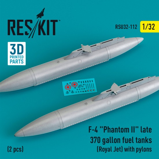 1/32 F-4 Phantom II late 370 gallon Fuel Tanks (Royal Jet) with Pylons (2 pcs) 1/32 F-4 Phantom II late 370 gallon Fuel Tanks (Royal Jet) with Pylons (2 pcs)