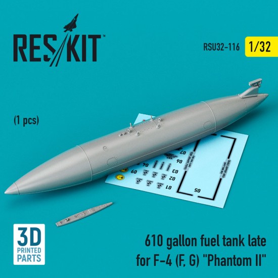 1/32 610 gallon Fuel Tank Late for F-4 F/G Phantom II (3D Printing) 1/32 610 gallon Fuel Tank Late for F-4 F/G Phantom II (3D Printing)