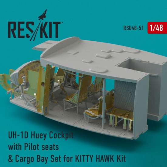 1/48 UH-1D Huey Cockpit w/Pilot Seats & Cargo Bay Set for Kitty Hawk kits