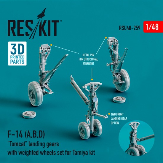 1/48 F-14 (A,B,D) Tomcat Landing Gears w/Weighted Wheels for Tamiya 1/48 F-14 (A,B,D) Tomcat Landing Gears w/Weighted Wheels for Tamiya