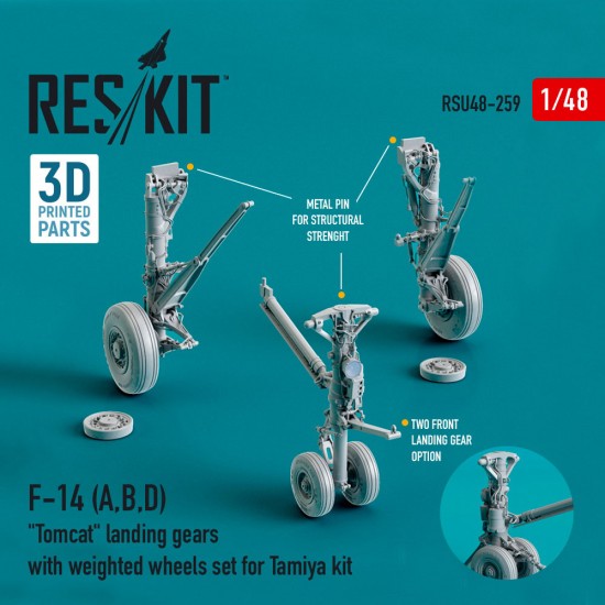 1/48 F-14 (A,B,D) Tomcat Landing Gears w/Weighted Wheels for Tamiya 1/48 F-14 (A,B,D) Tomcat Landing Gears w/Weighted Wheels for Tamiya