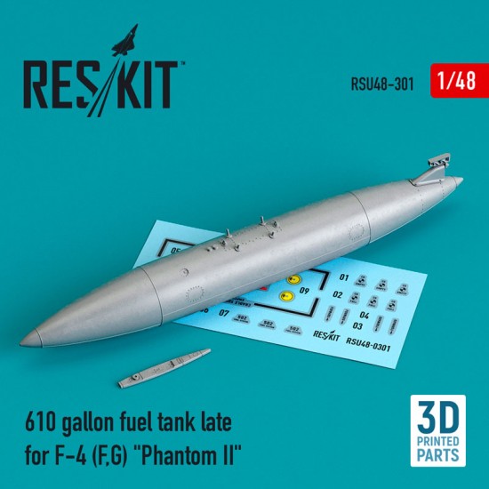 1/48 610 gallon Fuel Tank Late F-4 F, G Phantom II (3D printing) 1/48 610 gallon Fuel Tank Late F-4 F, G Phantom II (3D printing)