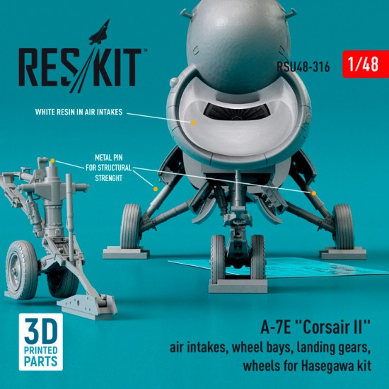 1/48 A-7E Corsair II Air Intakes, Wheel Bays, Landing Gears, Wheels for Hasegawa kit 1/48 A-7E Corsair II Air Intakes, Wheel Bays, Landing Gears, Wheels for Hasegawa kit