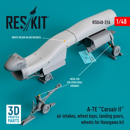 1/48 A-7E Corsair II Air Intakes, Wheel Bays, Landing Gears, Wheels for Hasegawa kit 1/48 A-7E Corsair II Air Intakes, Wheel Bays, Landing Gears, Wheels for Hasegawa kit