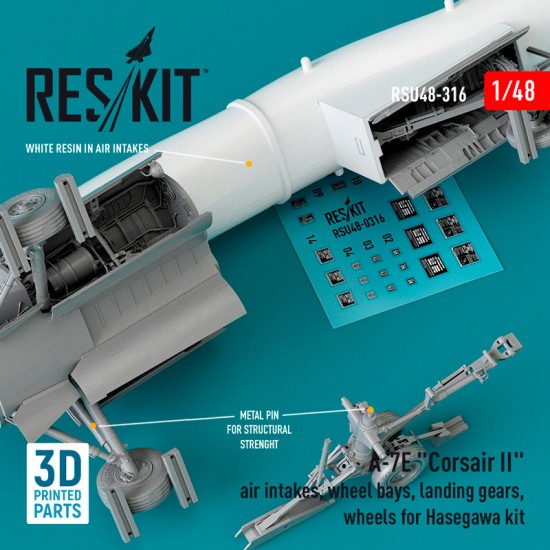 1/48 A-7E Corsair II Air Intakes, Wheel Bays, Landing Gears, Wheels for Hasegawa kit 1/48 A-7E Corsair II Air Intakes, Wheel Bays, Landing Gears, Wheels for Hasegawa kit