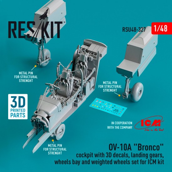 1/48 OV-10A Bronco Cockpit, Landing Gears, Wheels bay and weighted Wheels set for ICM 1/48 OV-10A Bronco Cockpit, Landing Gears, Wheels bay and weighted Wheels set for ICM