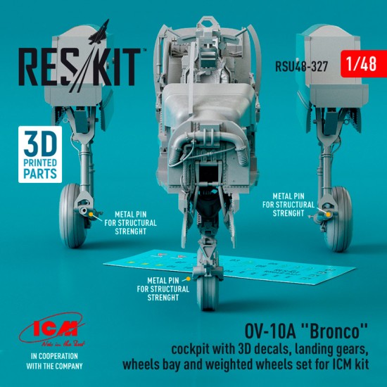 1/48 OV-10A Bronco Cockpit, Landing Gears, Wheels bay and weighted Wheels set for ICM 1/48 OV-10A Bronco Cockpit, Landing Gears, Wheels bay and weighted Wheels set for ICM
