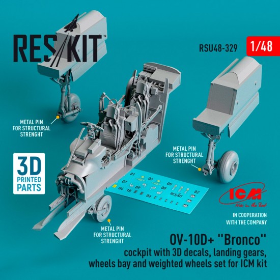 1/48 OV-10D+ Bronco Cockpit, Landing Gears, Wheels bay and weighted Wheels set for ICM 1/48 OV-10D+ Bronco Cockpit, Landing Gears, Wheels bay and weighted Wheels set for ICM