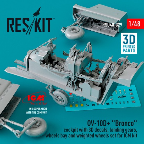 1/48 OV-10D+ Bronco Cockpit, Landing Gears, Wheels bay and weighted Wheels set for ICM 1/48 OV-10D+ Bronco Cockpit, Landing Gears, Wheels bay and weighted Wheels set for ICM