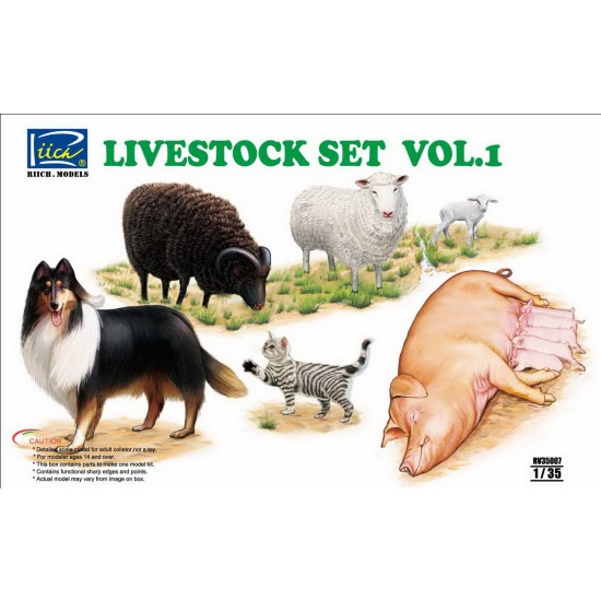 1/35 Livestock Set Vol.1 (Dog+Cat+Sheep+Pig) 1/35 Livestock Set Vol.1 (Dog+Cat+Sheep+Pig)