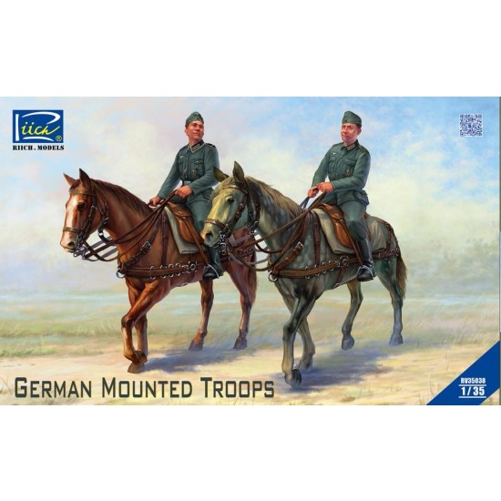 1/35 German Mounted Troops (2 Soldier Figures + 2 Horses) 1/35 German Mounted Troops (2 Soldier Figures + 2 Horses)