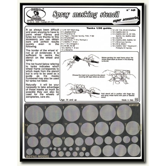 1/35 Spray Masking Stencil Vol.1 for Tank Roadwheels 1/35 Spray Masking Stencil Vol.1 for Tank Roadwheels