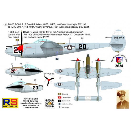 1/72 USAF P-38 Lightning, 2LT. David R. Miles, Battle over Moravia 1944 1/72 USAF P-38 Lightning, 2LT. David R. Miles, Battle over Moravia 1944