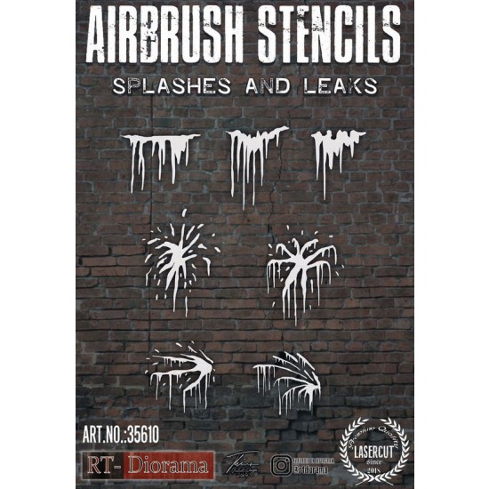 1/35 Airbrush Stencil: Splashes and Leaks (Lasercut) 1/35 Airbrush Stencil: Splashes and Leaks (Lasercut)