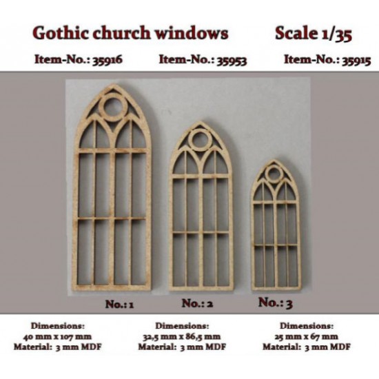 1/35 Lasercut: Gothic Church Windows No.3
