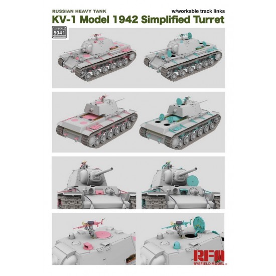 1/35 Russian KV-1 Model 1942 Simplified Turret Heavy Tank w/Workable Track Links 1/35 Russian KV-1 Model 1942 Simplified Turret Heavy Tank w/Workable Track Links
