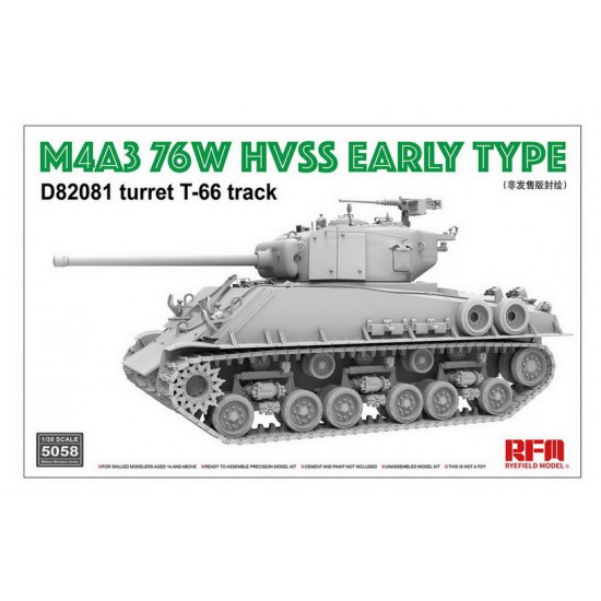 1/35 M4A3 76W HVSS Early Type w/D82081 Turret T-66 Track 1/35 M4A3 76W HVSS Early Type w/D82081 Turret T-66 Track
