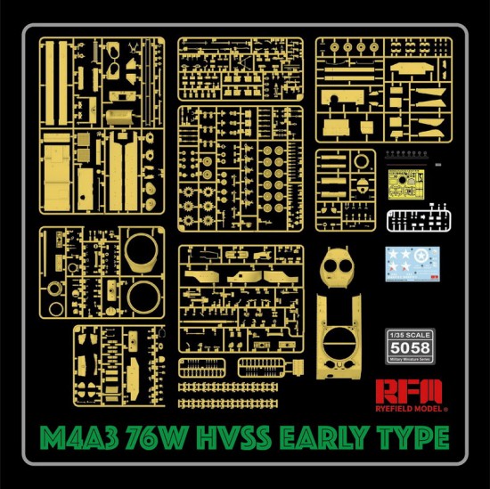 1/35 M4A3 76W HVSS Early Type w/D82081 Turret T-66 Track 1/35 M4A3 76W HVSS Early Type w/D82081 Turret T-66 Track