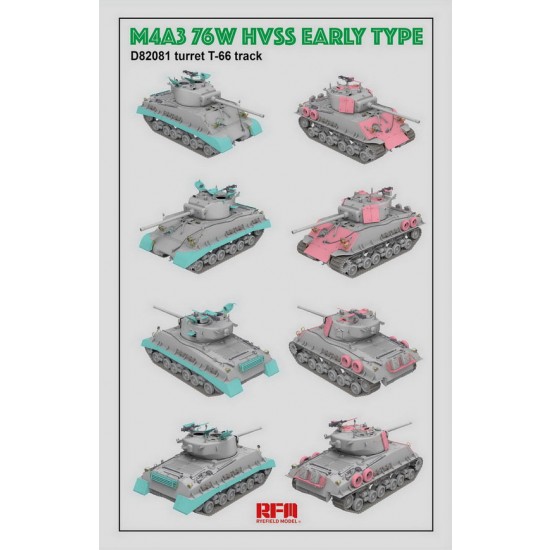 1/35 M4A3 76W HVSS Early Type w/D82081 Turret T-66 Track 1/35 M4A3 76W HVSS Early Type w/D82081 Turret T-66 Track