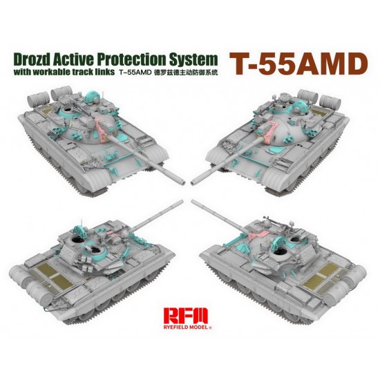 1/35 T-55AMD Drozd Active Protection System w/Workable Track Links
