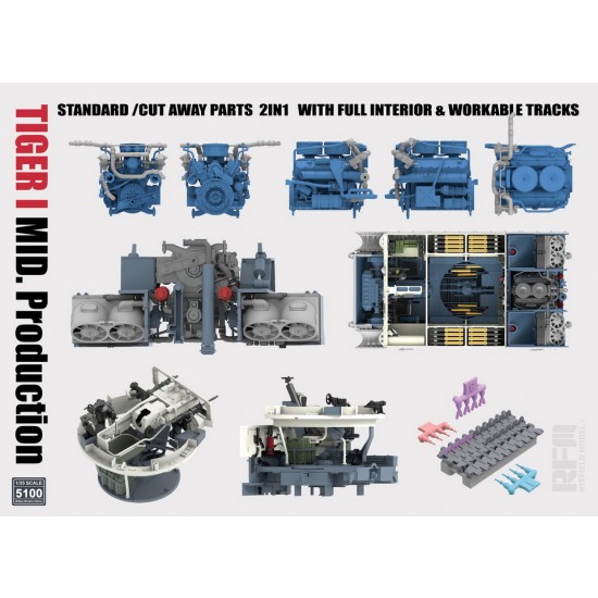 1/35 Tiger I Mid Production 2in1 w/Cutaway Parts, Full Interior & Workable Tracks 1/35 Tiger I Mid Production 2in1 w/Cutaway Parts, Full Interior & Workable Tracks