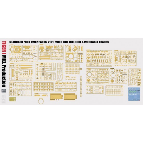 1/35 Tiger I Mid Production 2in1 w/Cutaway Parts, Full Interior & Workable Tracks 1/35 Tiger I Mid Production 2in1 w/Cutaway Parts, Full Interior & Workable Tracks