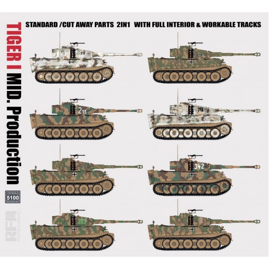 1/35 Tiger I Mid Production 2in1 w/Cutaway Parts, Full Interior & Workable Tracks 1/35 Tiger I Mid Production 2in1 w/Cutaway Parts, Full Interior & Workable Tracks