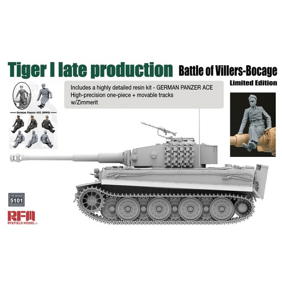 1/35 Tiger I Late w/Zimmerit & Panzer Ace, Battle Of Villers-Bocage 1/35 Tiger I Late w/Zimmerit & Panzer Ace, Battle Of Villers-Bocage