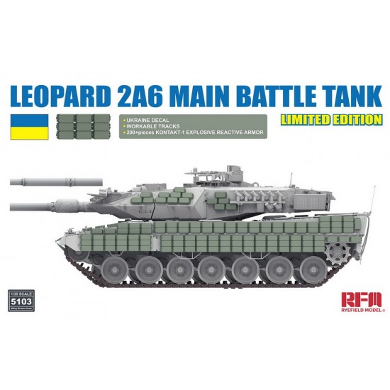 1/35 Leopard 2A6 w/Ukraine Decal, Kontakt-1ERA, Workable Tracks 1/35 Leopard 2A6 w/Ukraine Decal, Kontakt-1ERA, Workable Tracks