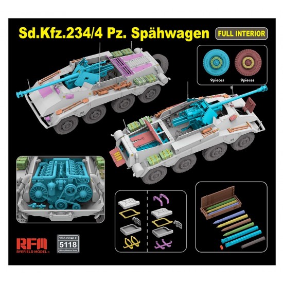 1/35 SdKfz.234/4 Pz.Spahwagen with Full Interior 1/35 SdKfz.234/4 Pz.Spahwagen with Full Interior