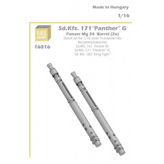 1/16 SdKfz. 171 Panther G MG 34 Barrels (2pcs) for Trumpeter Panther/PZ IV/King Tiger 1/16 SdKfz. 171 Panther G MG 34 Barrels (2pcs) for Trumpeter Panther/PZ IV/King Tiger