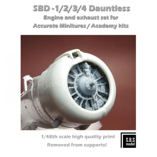 1/48 SBD-1/2/3/4 Dauntless Engine and Exhaust set for Academy/Accurate Miniatures 1/48 SBD-1/2/3/4 Dauntless Engine and Exhaust set for Academy/Accurate Miniatures