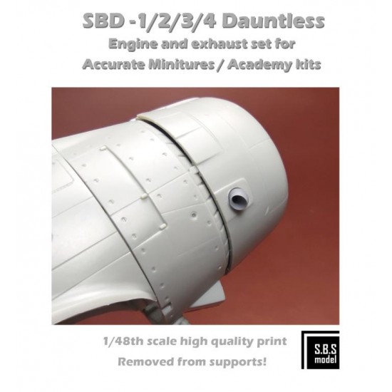 1/48 SBD-1/2/3/4 Dauntless Engine and Exhaust set for Academy/Accurate Miniatures 1/48 SBD-1/2/3/4 Dauntless Engine and Exhaust set for Academy/Accurate Miniatures