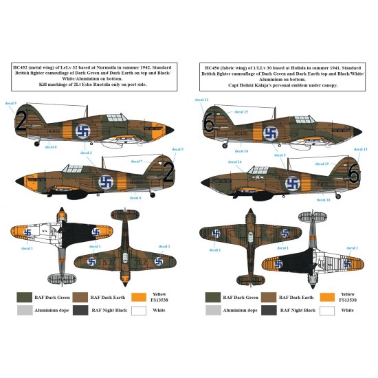 1/48 Hawker Hurricane Mk.I in Finnish Service Decals for Airfix/Hasegawa kit 1/48 Hawker Hurricane Mk.I in Finnish Service Decals for Airfix/Hasegawa kit