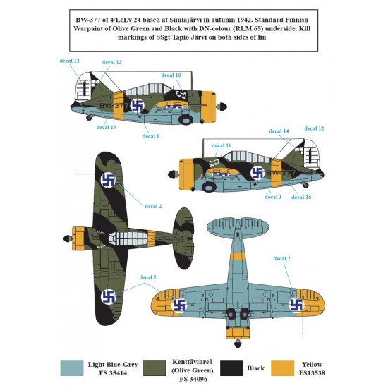 1/72 Brewster B-239 in Finnish Service Decals for Hasegawa kit 1/72 Brewster B-239 in Finnish Service Decals for Hasegawa kit
