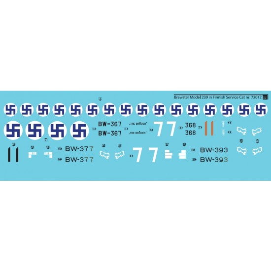1/72 Brewster B-239 in Finnish Service Decals for Hasegawa kit 1/72 Brewster B-239 in Finnish Service Decals for Hasegawa kit