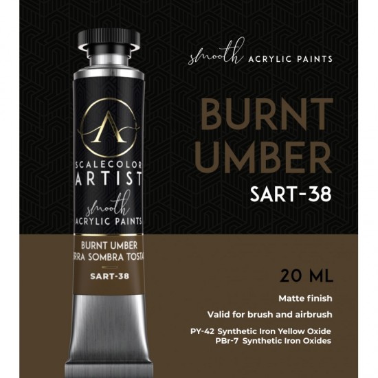 Burnt Umber (20ml Tube) Artist Range Smooth Acrylic Paint