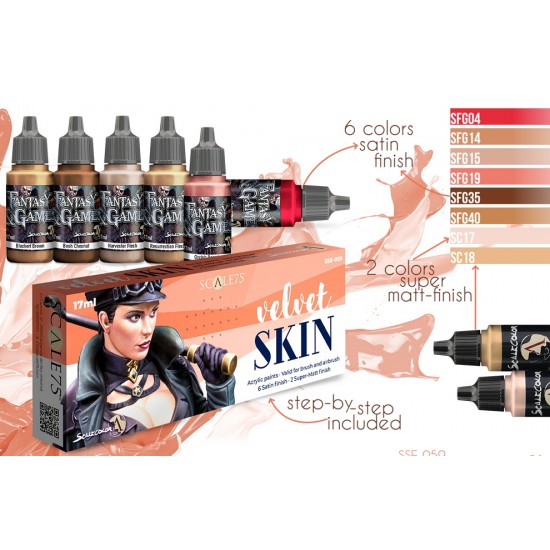 Acrylic Paints Set - Velvet Skin (female skin, 8 x 17ml) Acrylic Paints Set - Velvet Skin (female skin, 8 x 17ml)
