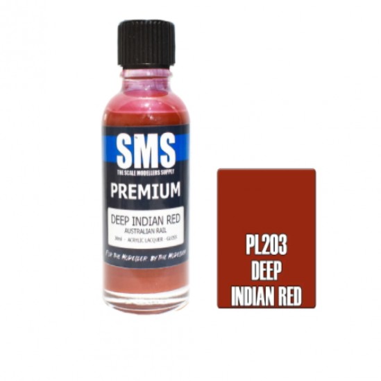 Acrylic Lacquer Paint - Premium Deep Indian Red (Australian Rail, 30ml) Acrylic Lacquer Paint - Premium Deep Indian Red (Australian Rail, 30ml)