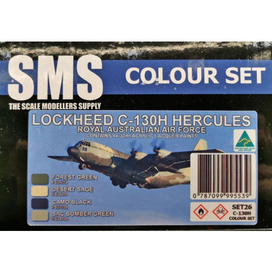 Acrylic Lacquer Paint Set - Lockheed C-130H Hercules Colour (4x 30ml) Acrylic Lacquer Paint Set - Lockheed C-130H Hercules Colour (4x 30ml)