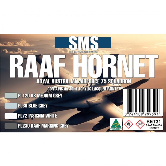 Acrylic Lacquer Paints Set - RAAF Hornet Colours (4x 30ml) Acrylic Lacquer Paints Set - RAAF Hornet Colours (4x 30ml)